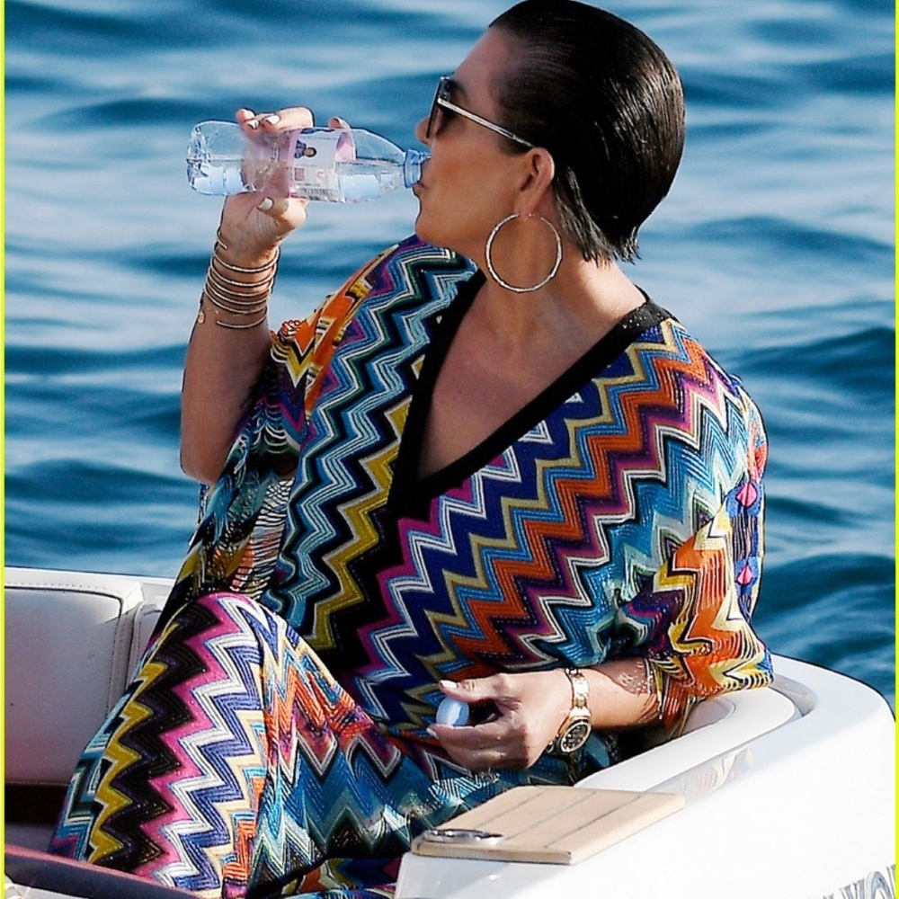 Missoni Mare Chevron Lurex Knit Fringed Maxi Dress Cover Up Kaftan